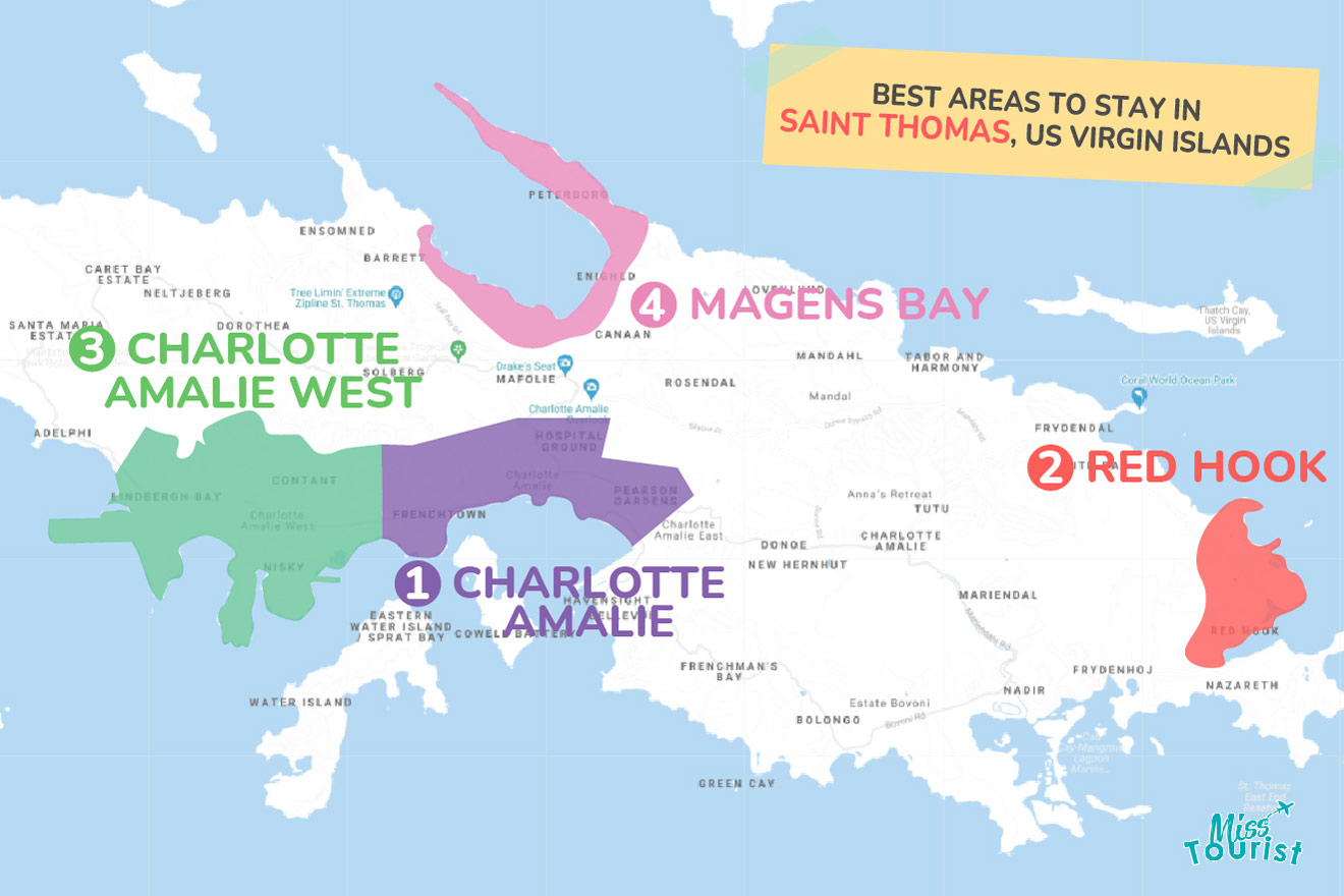 Map of best places to stay Saint Thomas